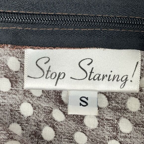 Stop Staring! Full Circle Sun Dress Women's SM Brown Polka Dot Swing Retro Vtg - Picture 4 of 14